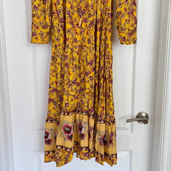 Long Sleeve Yellow Floral Maxi Dress from Shein with Purple Detail - Picture 7 of 14